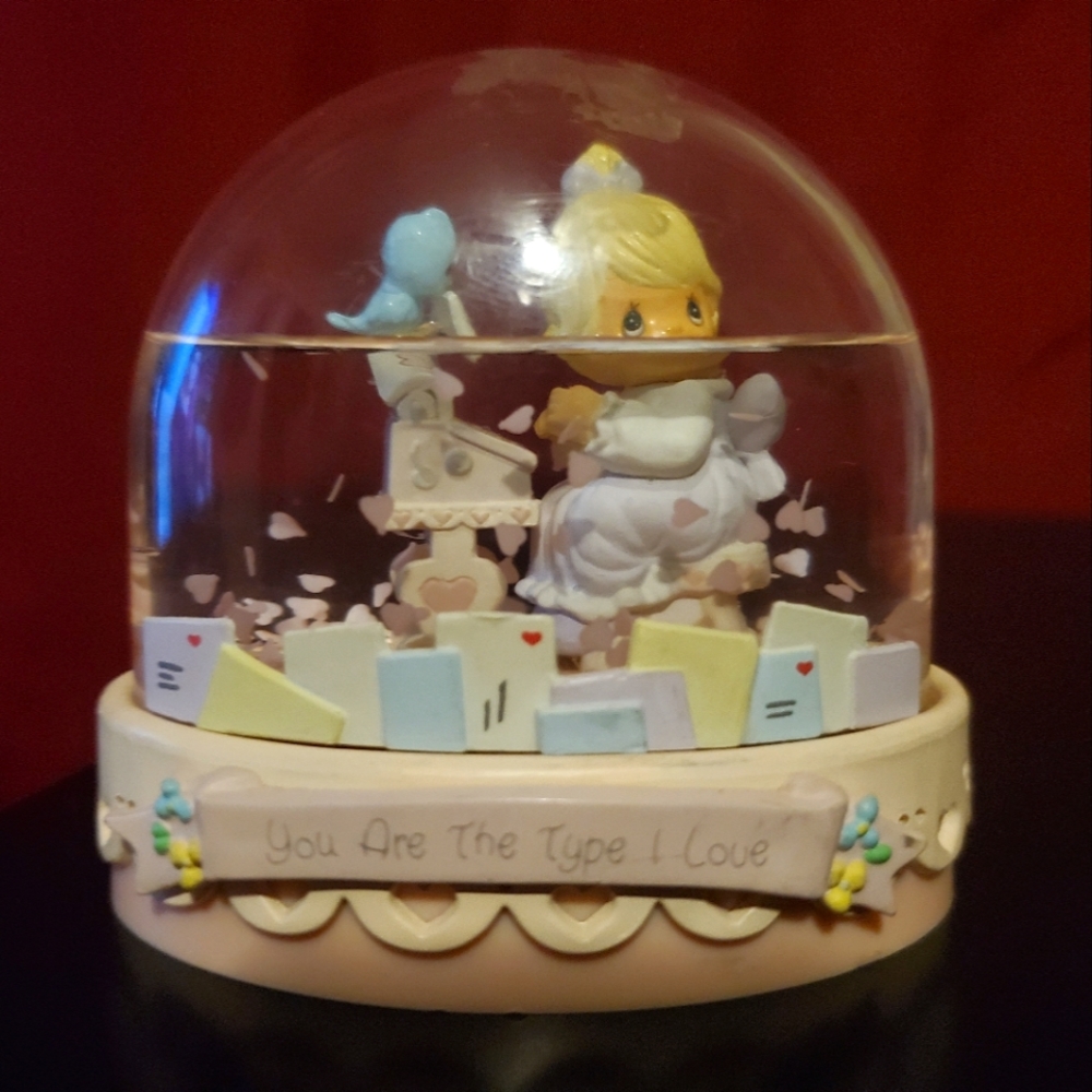 1992 Enesco Precious Moments Water Globe Valentines "You Are The Type I Love"